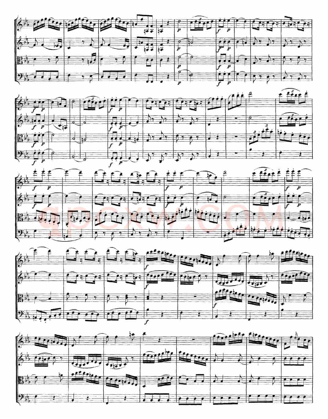 Mozart《Quartet No.16 in Eb Major,K.428》（总谱）