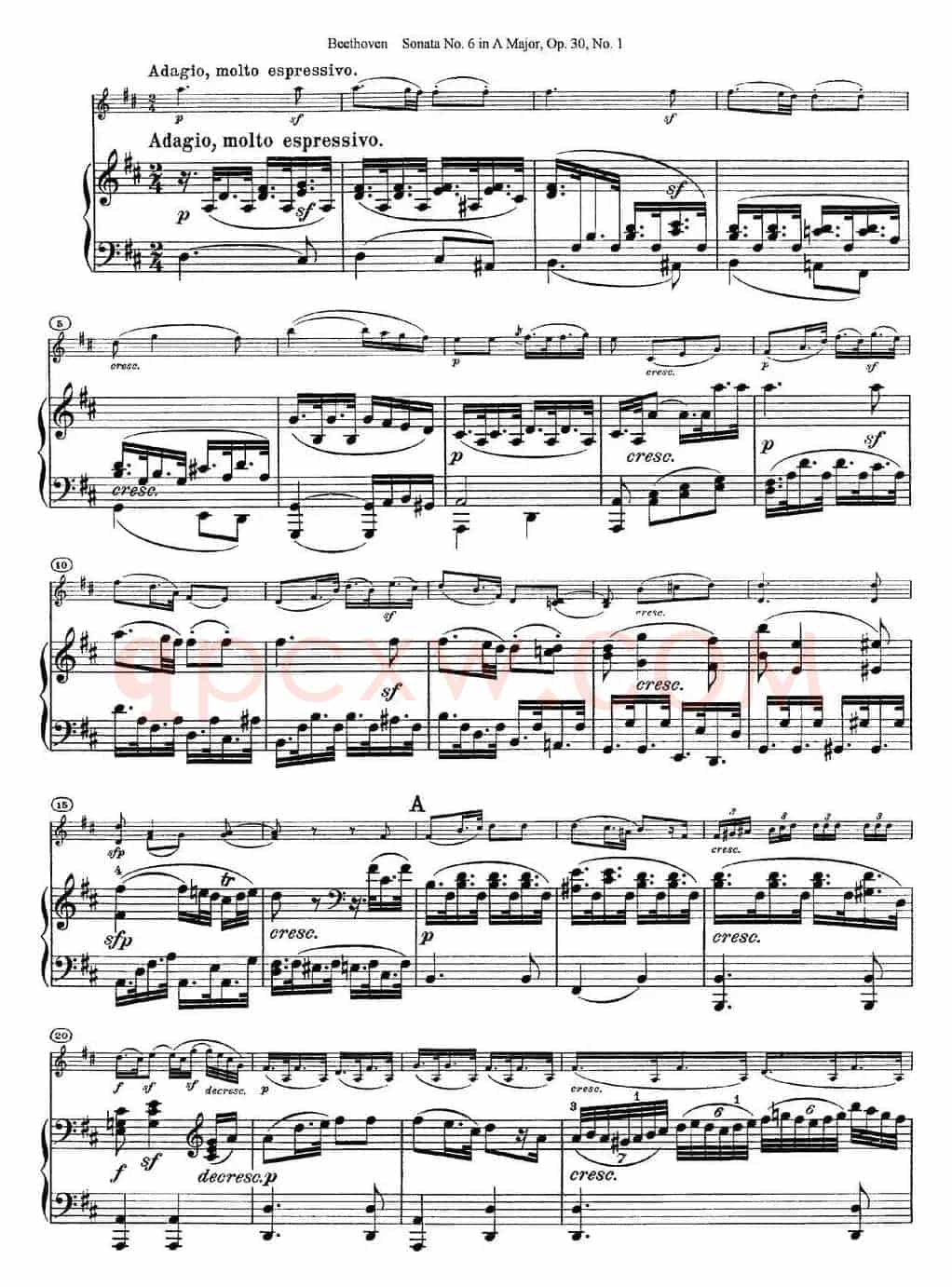 Violin Sonata No.6 in A Major Op.30 No.1（小提琴+钢琴伴奏）