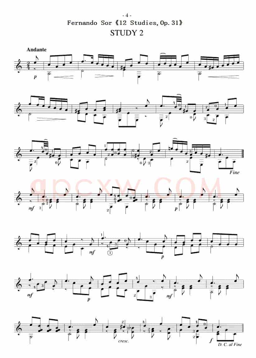 Fernando Sor《12 Studies,Op.31》（STUDY 2）