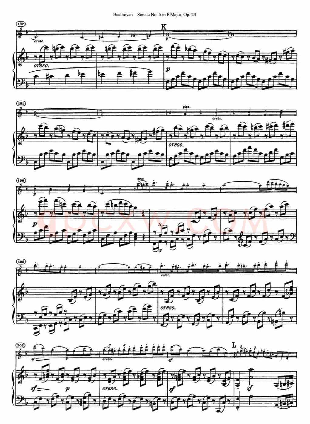 Violin Sonata No.5 in F Major Op.24（小提琴+钢琴伴奏）