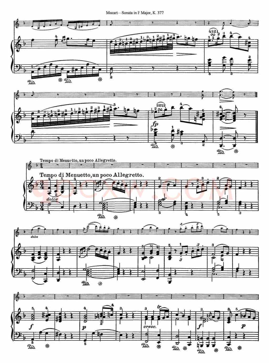 Violin Sonata in F Major K.377（小提琴+钢琴伴奏）
