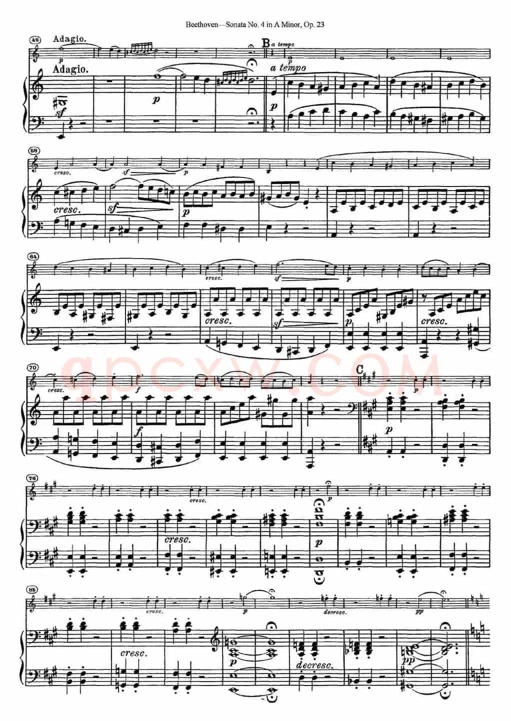 Violin Sonata No.4 in A Minor Op.23（小提琴+钢琴伴奏）