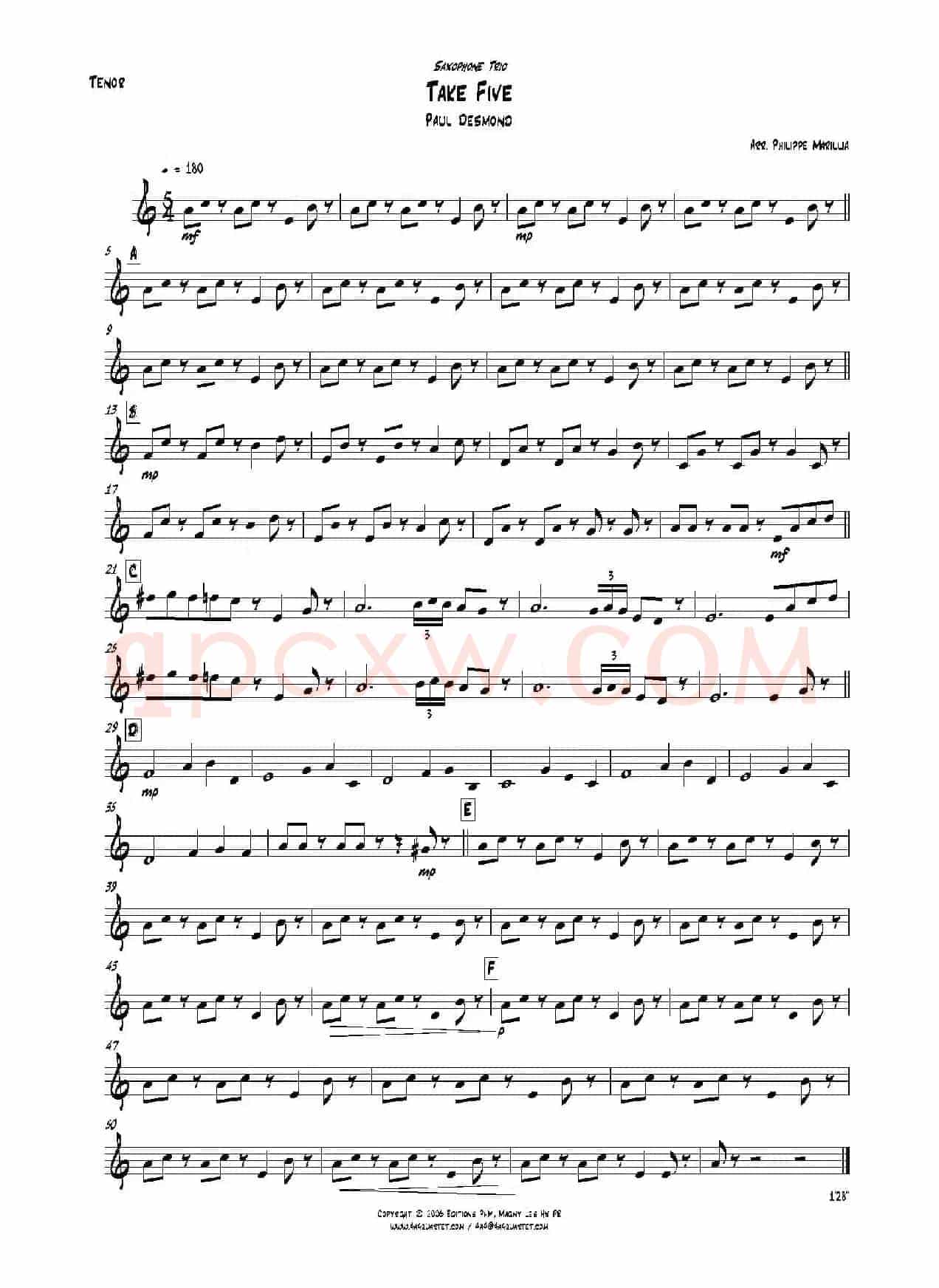 Take Five（无伴奏爵士五重奏分谱）