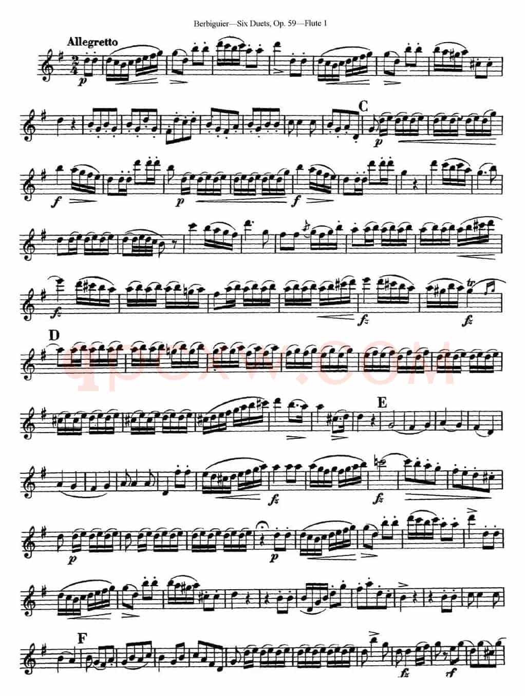 博比格6首长笛二重奏练习曲Op.59（Flute 1）