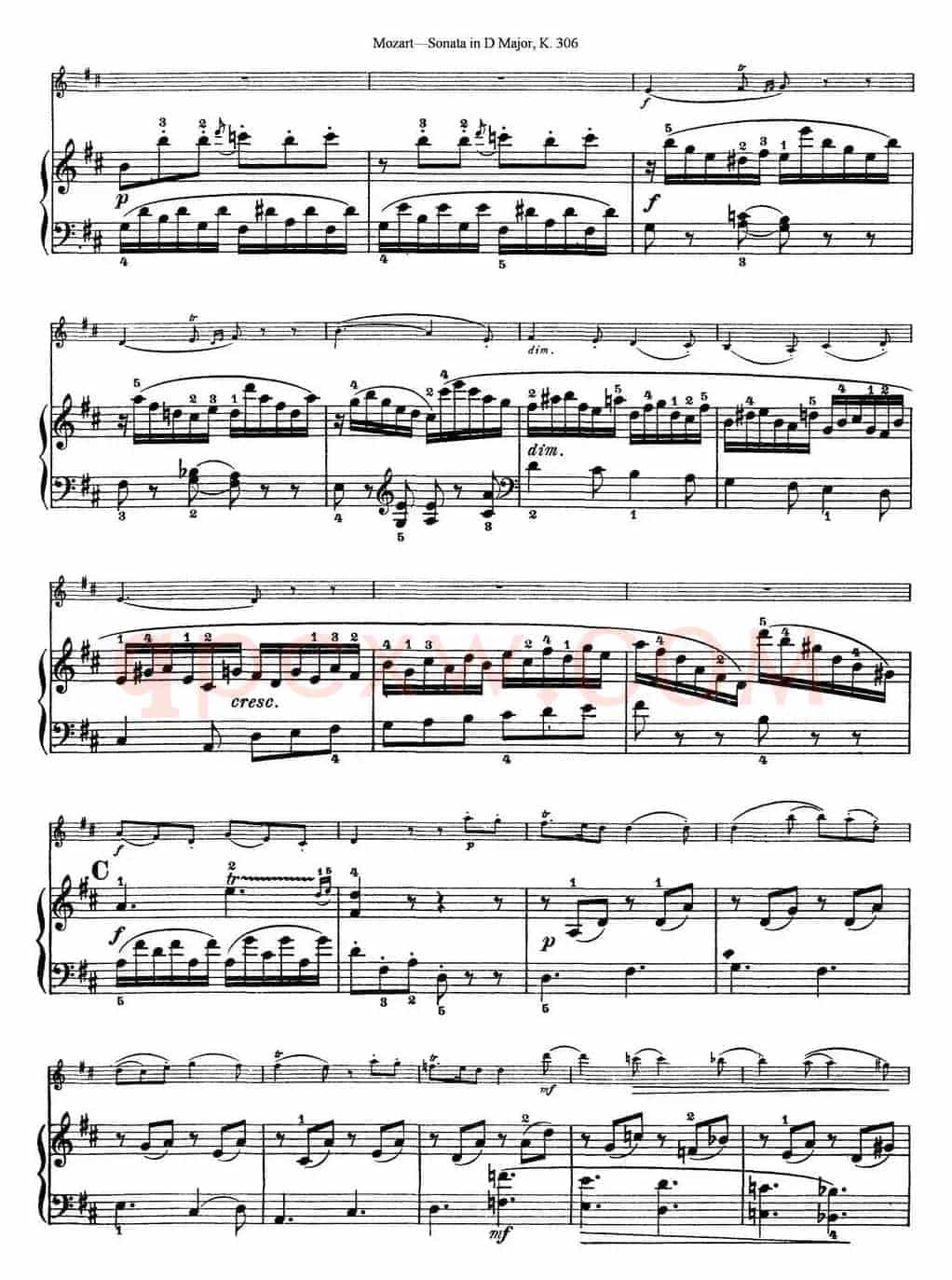 Violin Sonata in D Major K.306（小提琴+钢琴伴奏）
