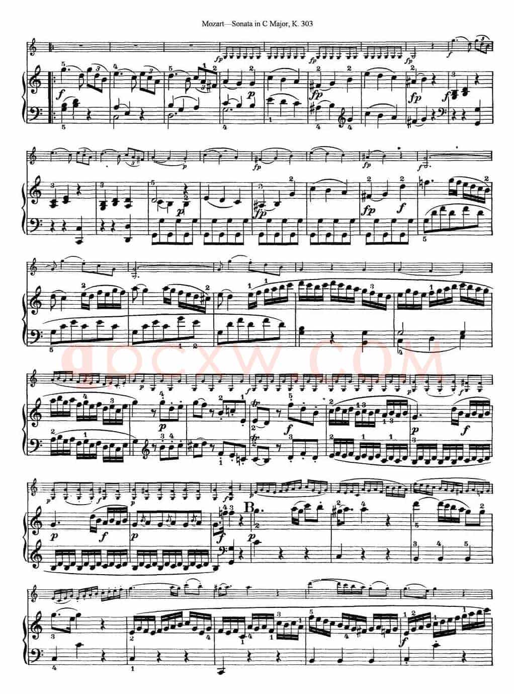 Violin Sonata in C Major K.303（小提琴+钢琴伴奏）