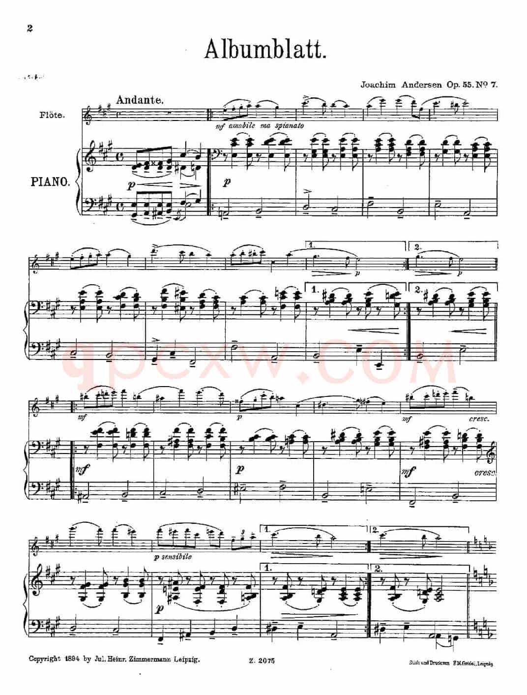 Albumblatt（Op.55 No.7）（长笛+钢琴伴奏）