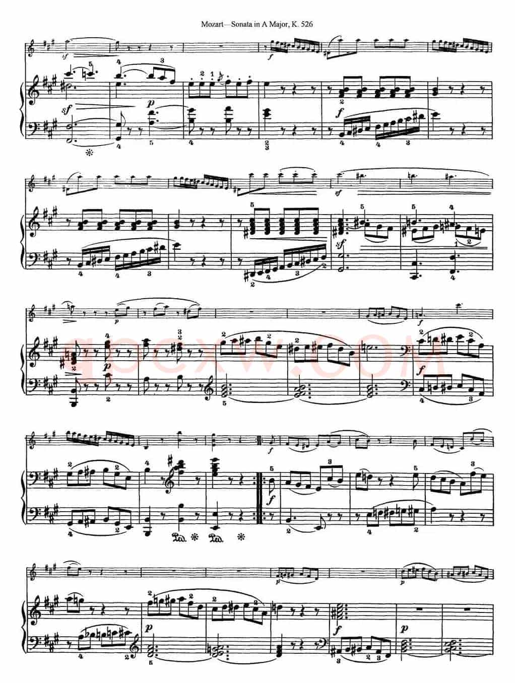 Violin Sonata in A Major K.526（小提琴+钢琴伴奏）