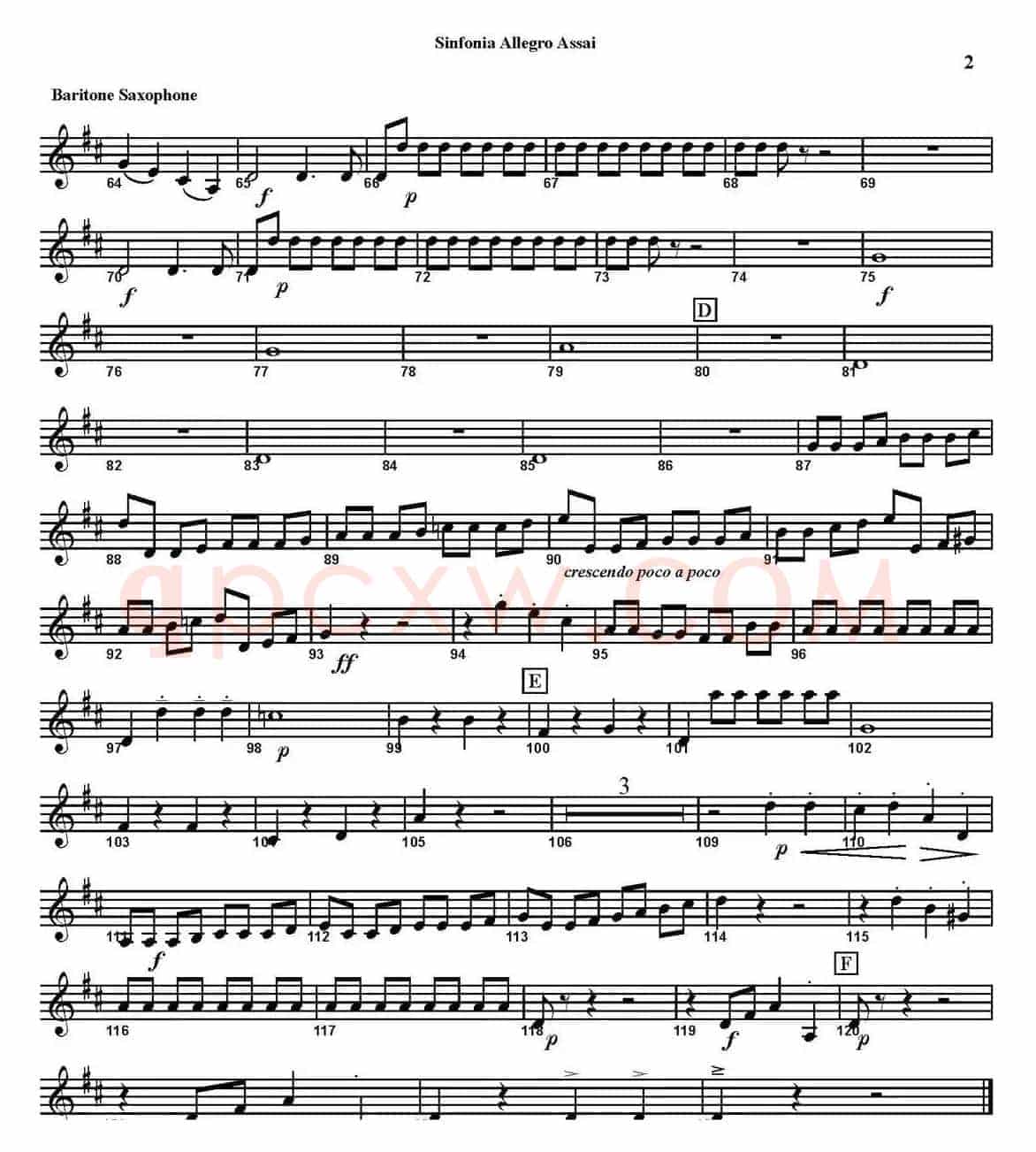 SINFONIA First Movement：Allegro Assai（四重奏·上低音萨克斯分谱）