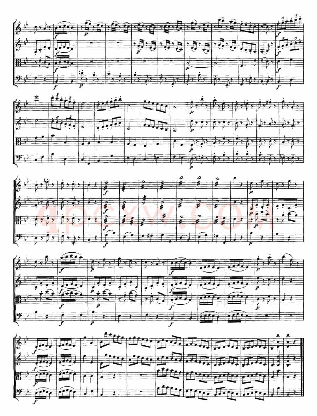 Mozart《Quartet No.6 in Bb Major,K.159》（总谱）