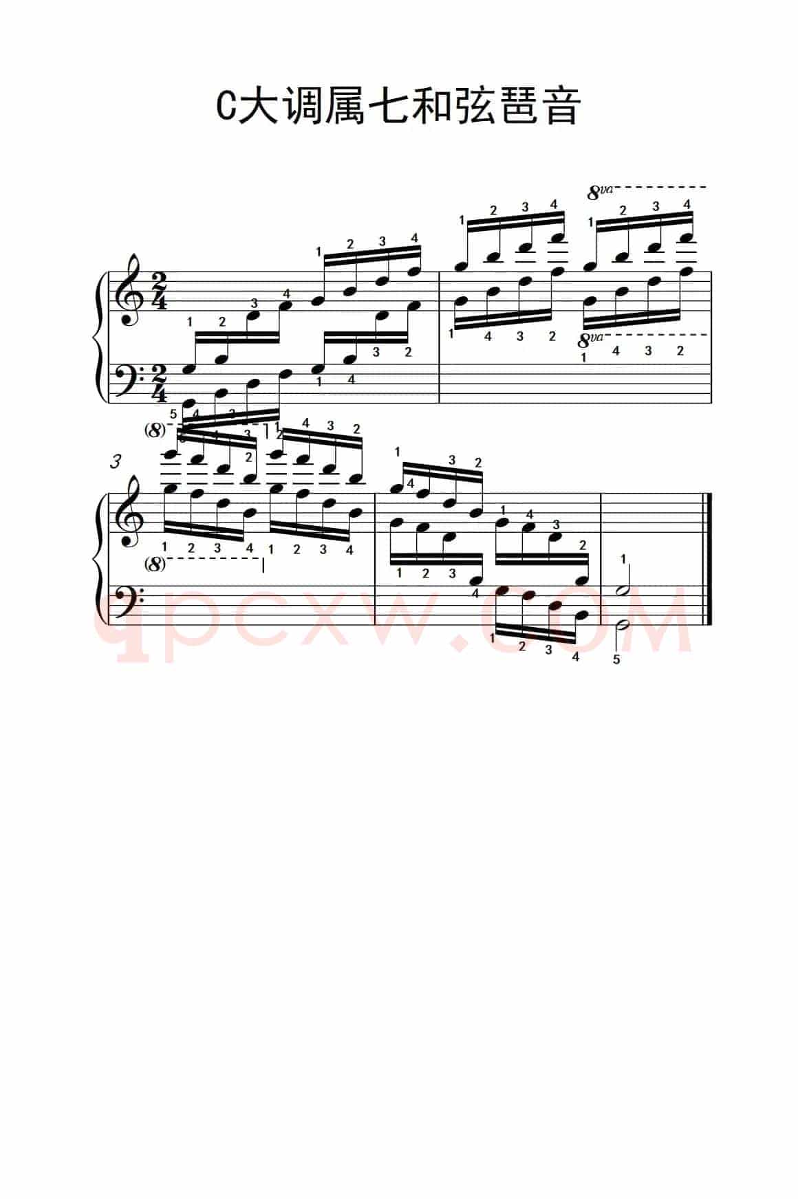 第八级1.C大调属七和弦琶音（中央音乐学院 钢琴（业余）考级教程 7-9级）