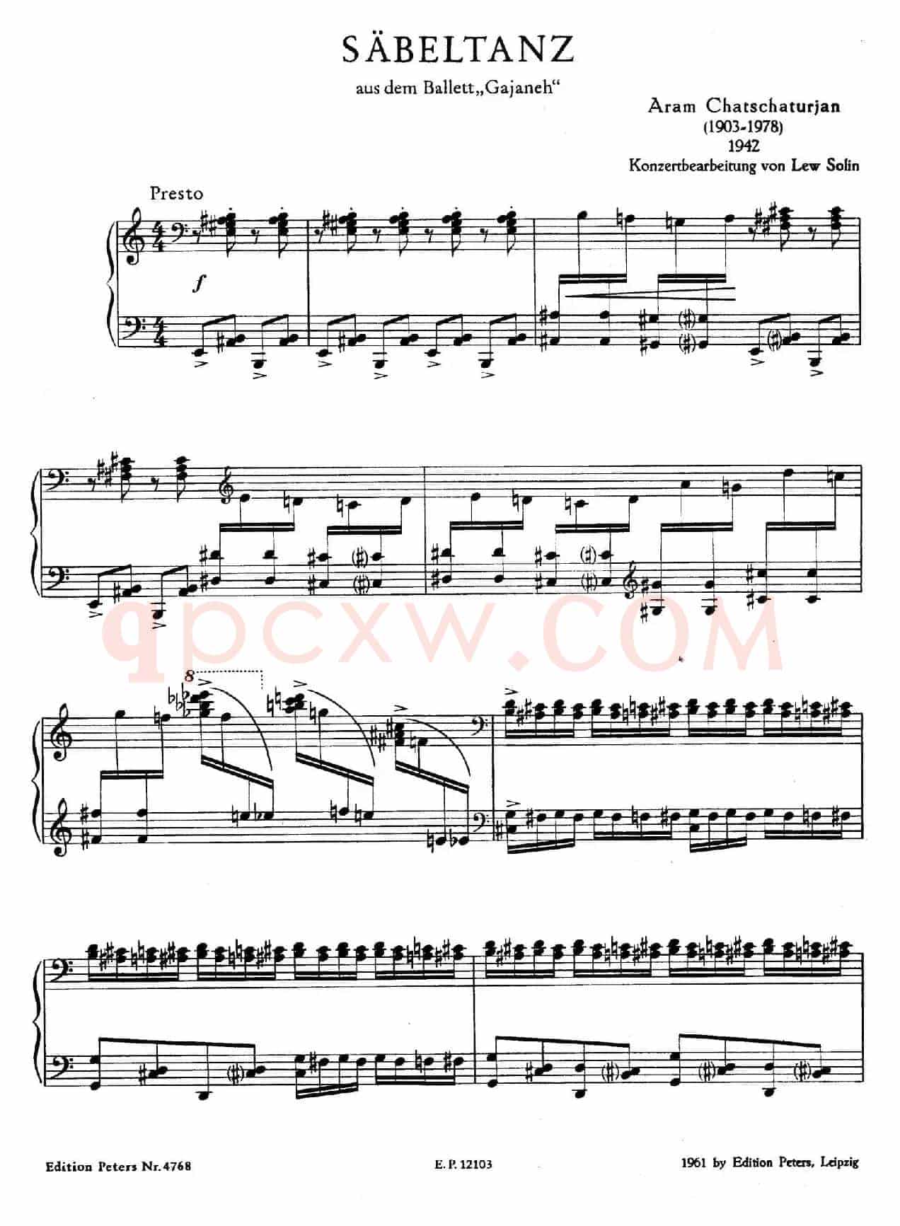 Sabre Dance(马刀舞曲)(索兰改编钢琴独奏版)