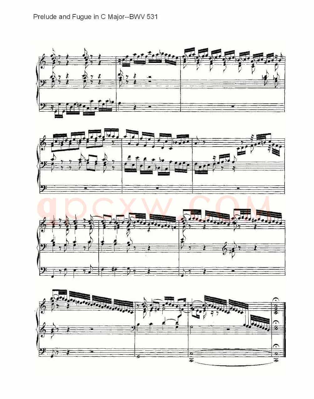 Prelude and Fugue in C Major--BWV 531 (管风琴谱)