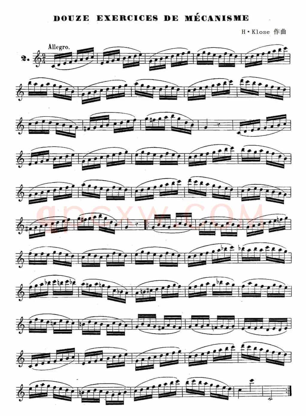 H·Klose练习曲（douze exercices de mecanisme—2）