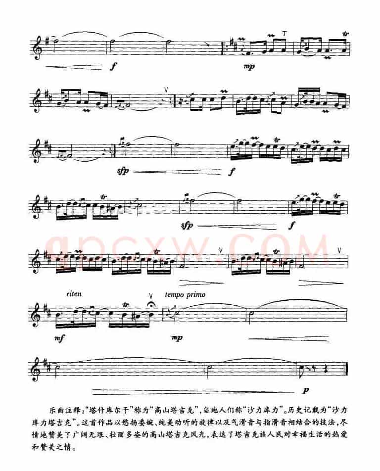 美丽的沙力库力（竖笛）