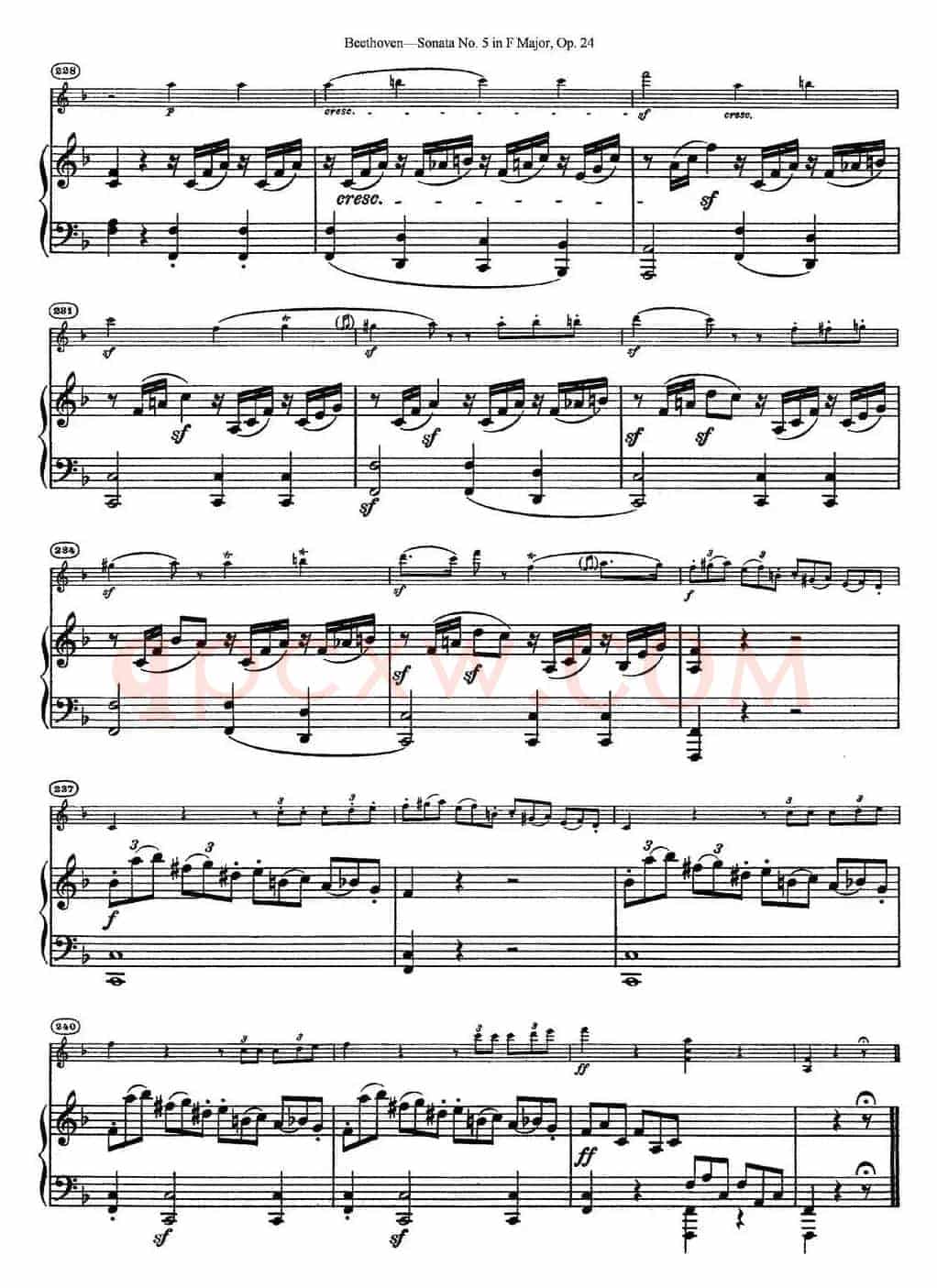 Violin Sonata No.5 in F Major Op.24（小提琴+钢琴伴奏）