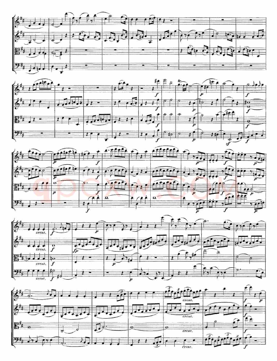 Mozart《Quartet No.20 in D Major,K.499》（总谱）