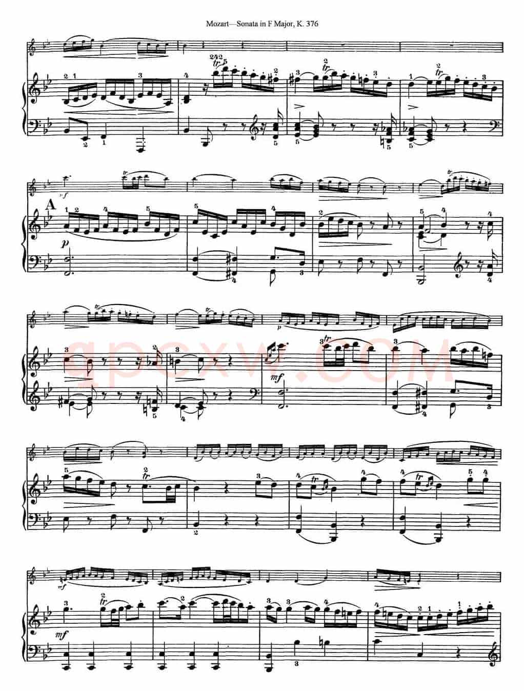 Violin Sonata in F Major K.376（小提琴+钢琴伴奏）