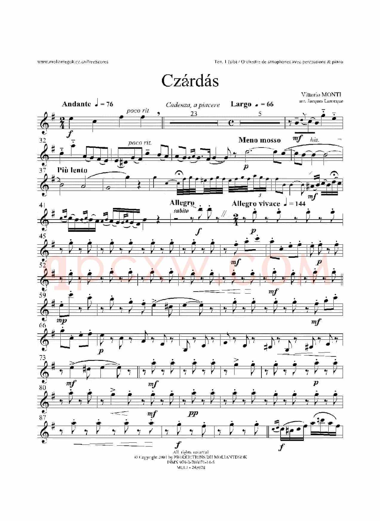 Czardas 查尔达斯（15重奏）（3支次中音萨克斯）