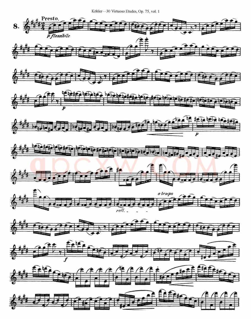 柯勒30首高级长笛练习曲作品75号（NO.8）