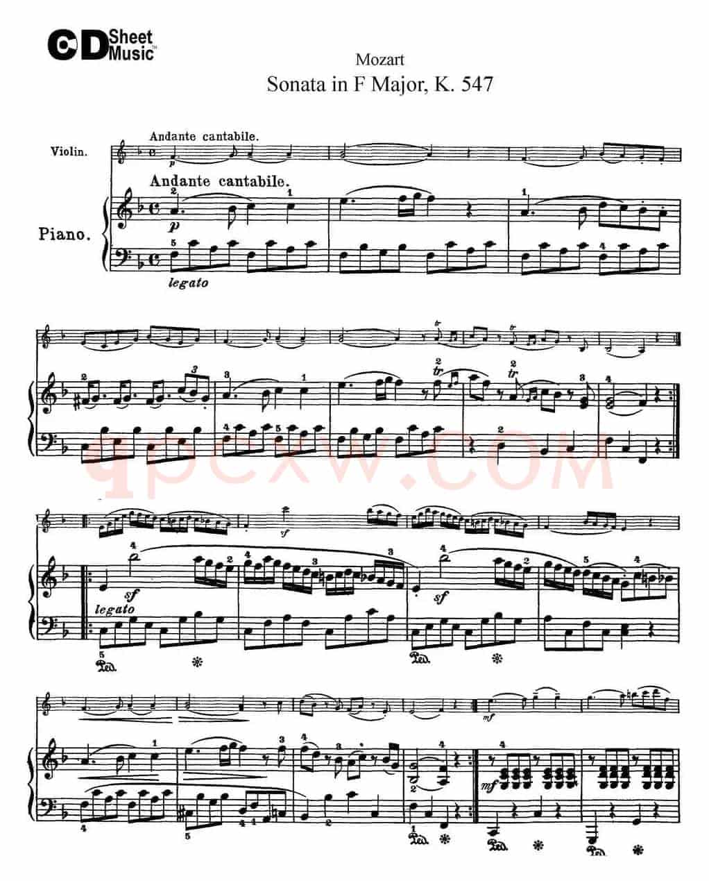 Violin Sonata in F Major K.547（小提琴+钢琴伴奏）