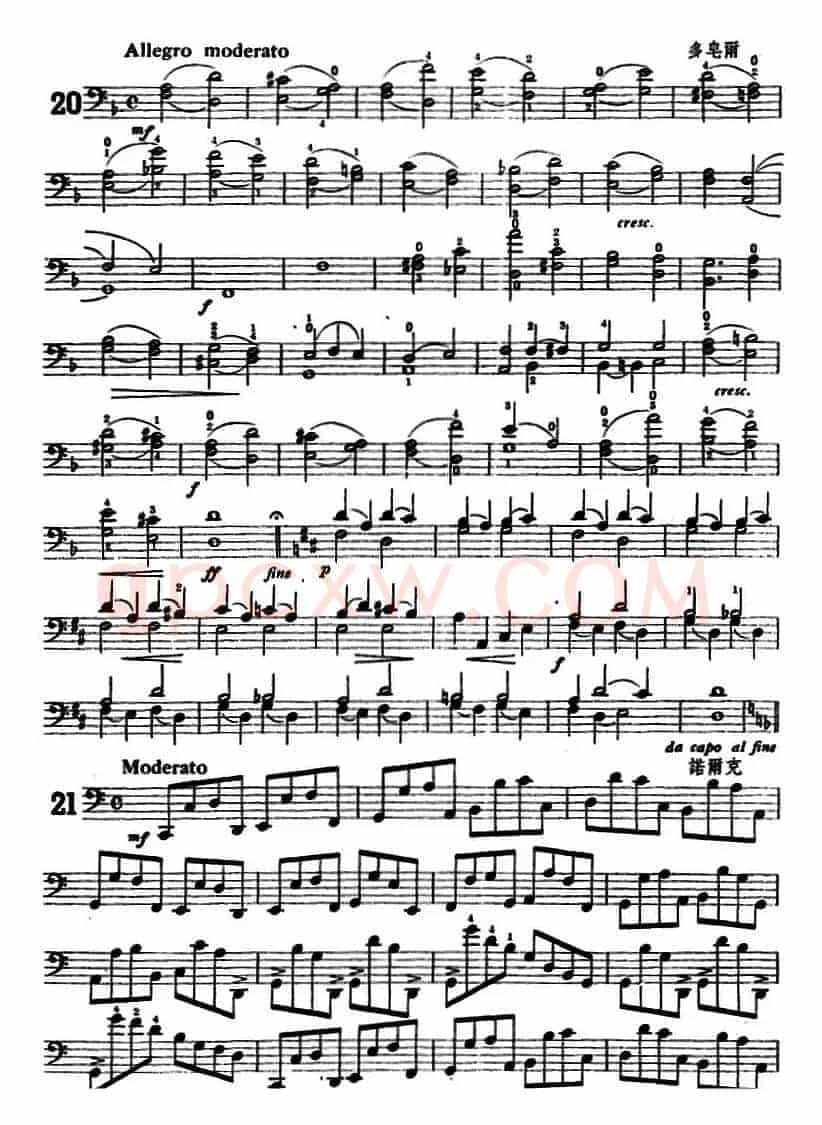 鲍斯特列姆大提琴练习曲（20-23）