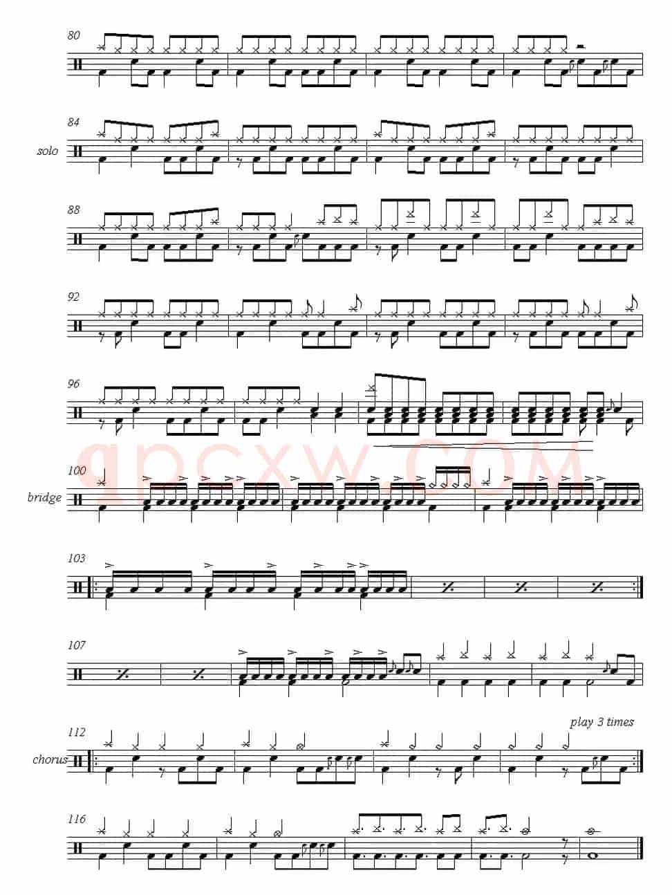 爵士鼓谱：Guns n' Roses - Welcome to the jungle