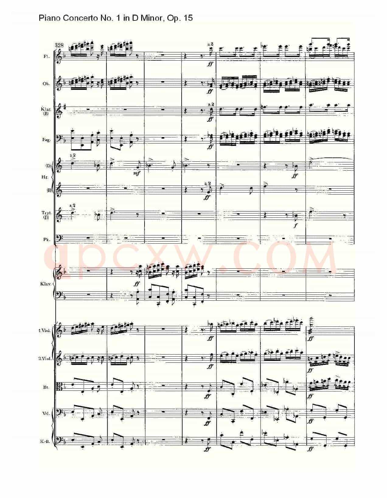 D小调钢琴第一协奏曲, Op.15第三乐章(一)