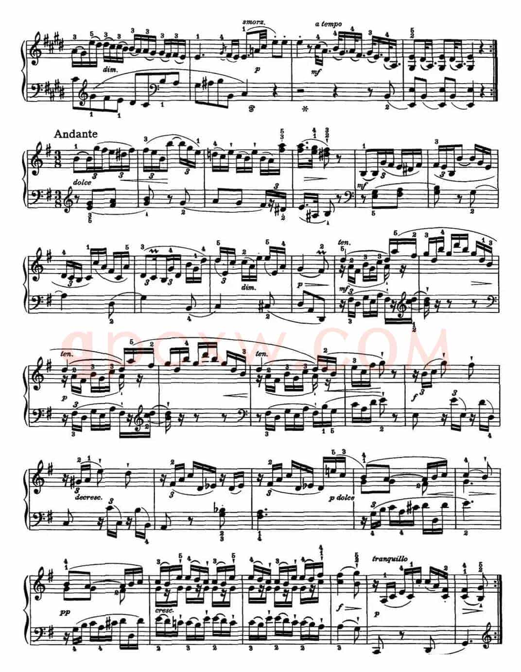 海顿 钢琴奏鸣曲 Hob XVI 22 in E major