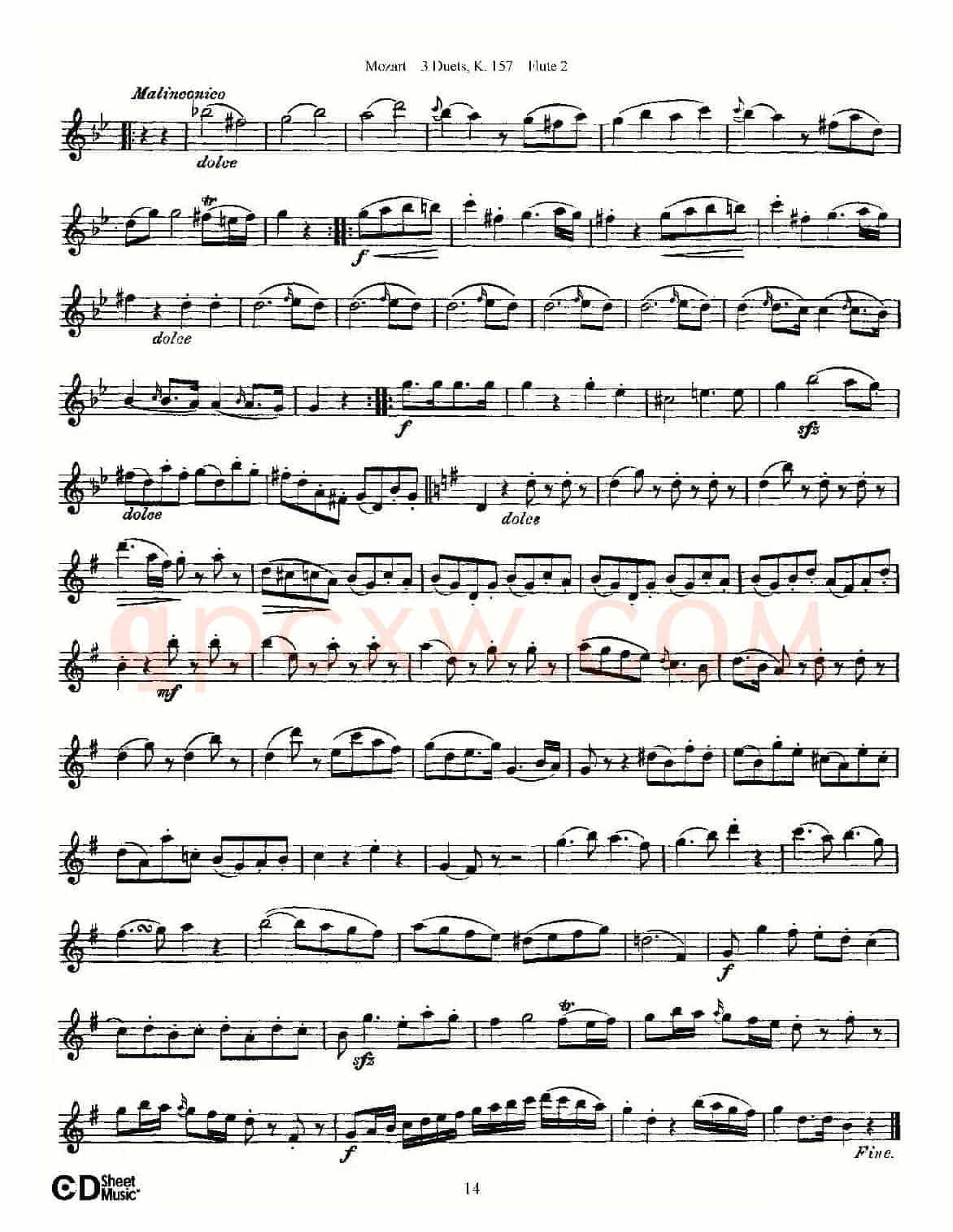 3 Duets K.157 之第二长笛（二重奏三首 K157号）
