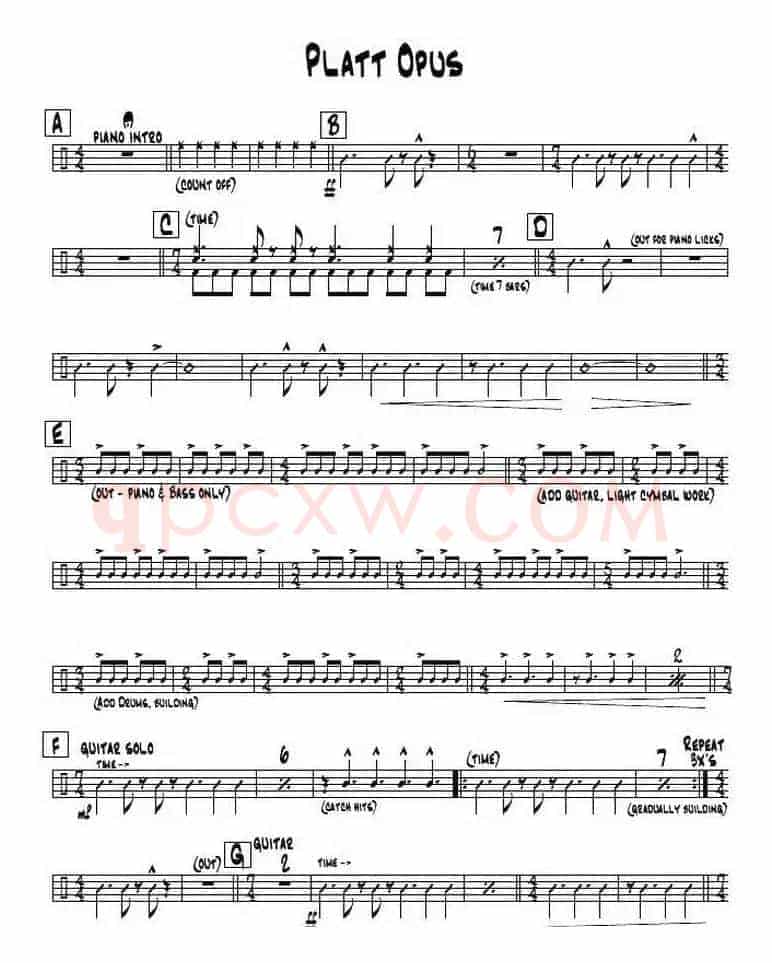 架子鼓谱：Rock - Platt Opus