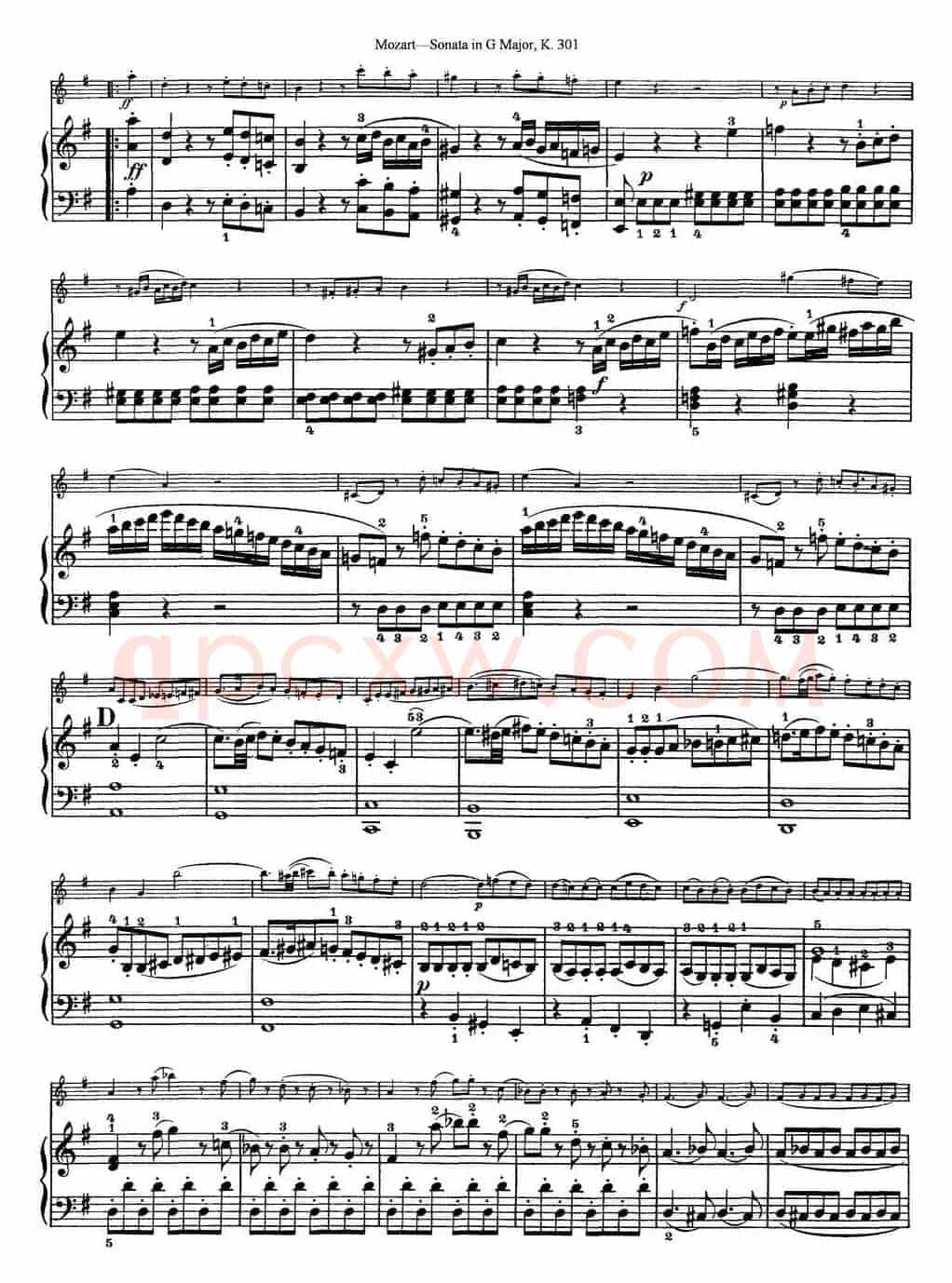 Violin Sonata in G Major K.301（小提琴+钢琴伴奏）