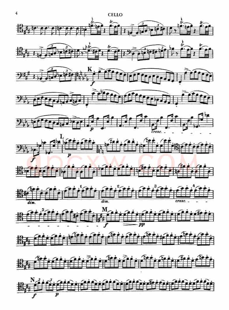 TROUT QUINTET（鳟鱼五重奏）（第一大提琴分谱）