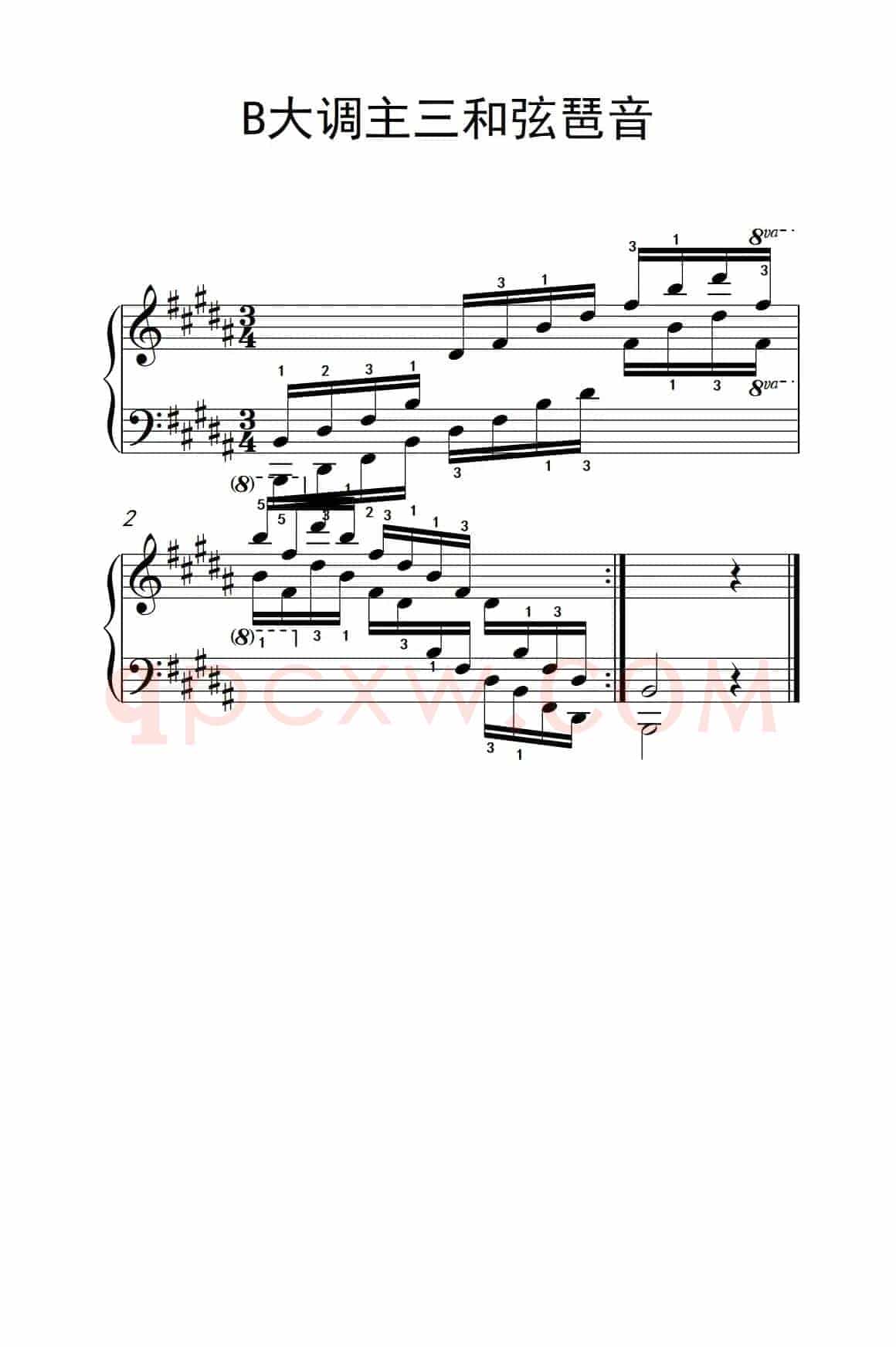第七集15.B大调主三和弦琶音（中央音乐学院 钢琴（业余）考级教程 7-9级）