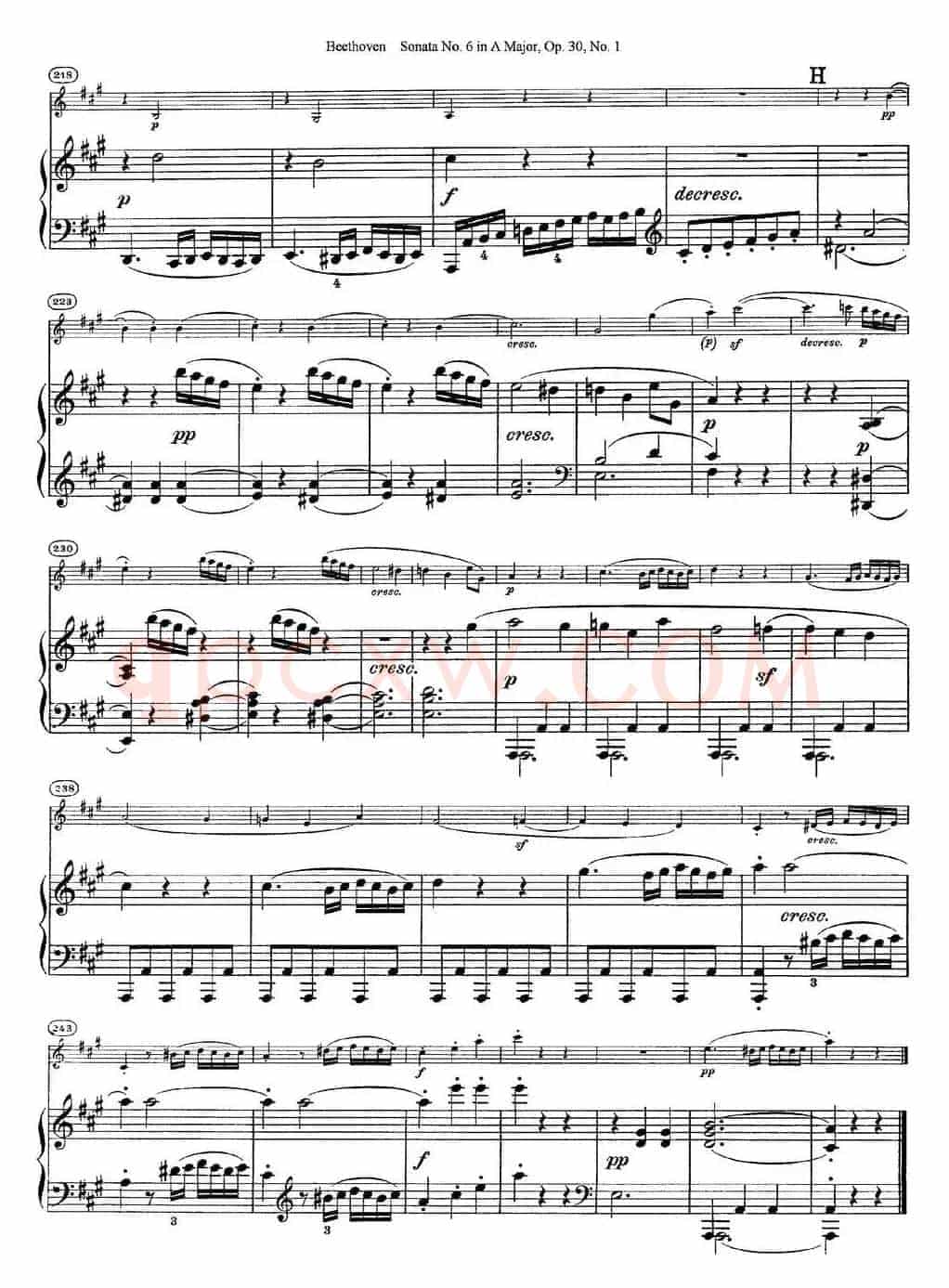 Violin Sonata No.6 in A Major Op.30 No.1（小提琴+钢琴伴奏）