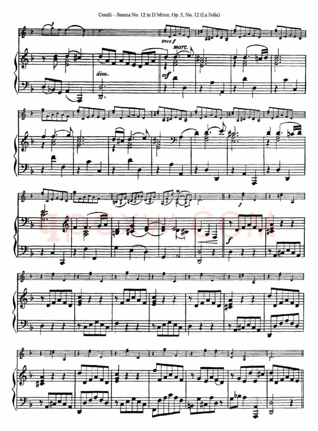 Sonata No.12 in D Minor Op.5 No.12（小提琴+钢琴伴奏）
