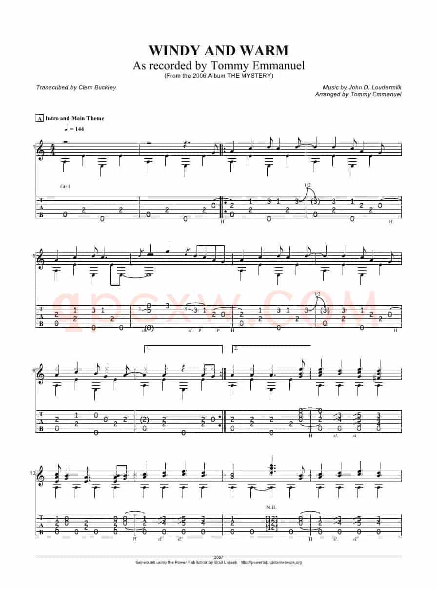 tommy emmanuel：windy and warm（指弹吉它）