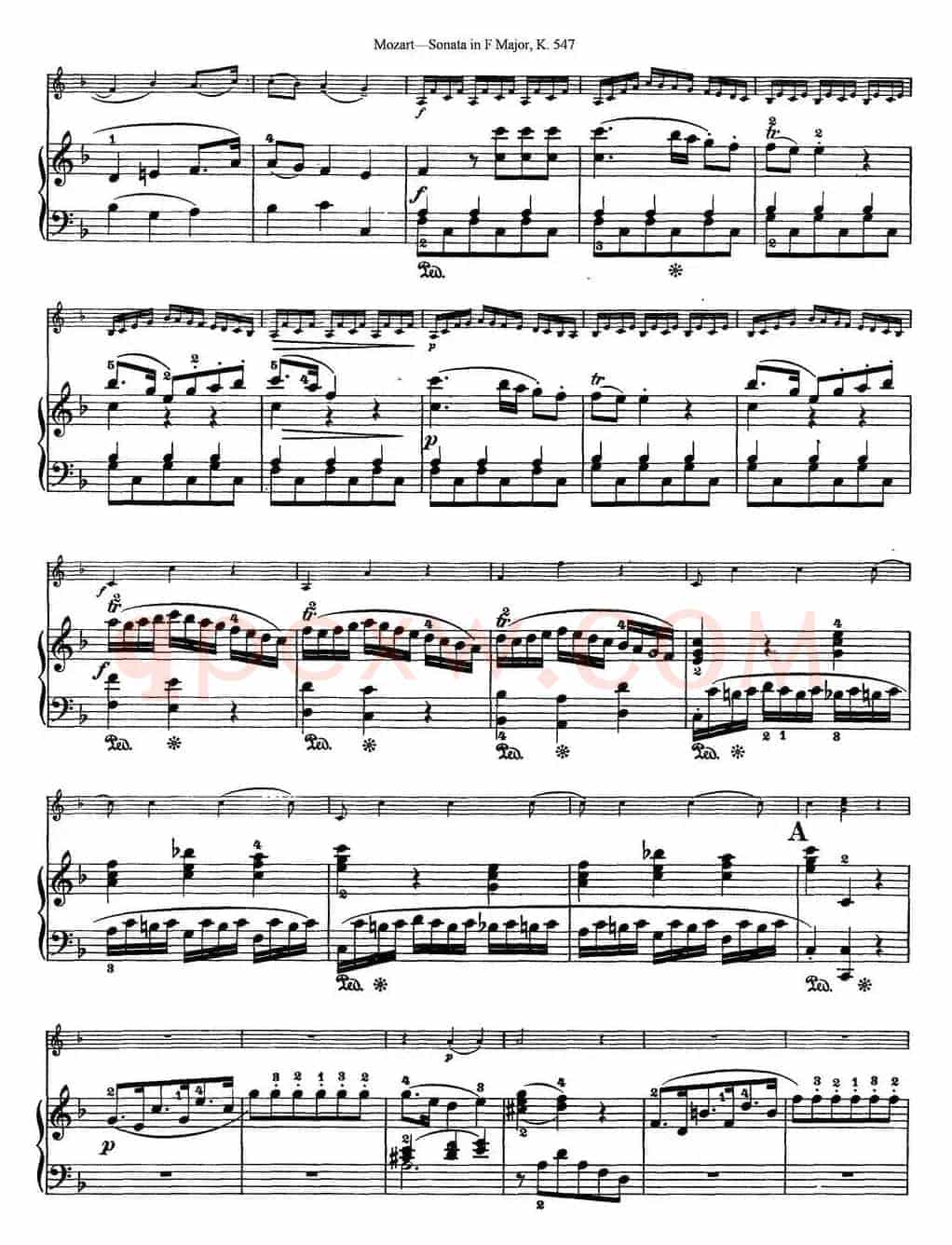 Violin Sonata in F Major K.547（小提琴+钢琴伴奏）