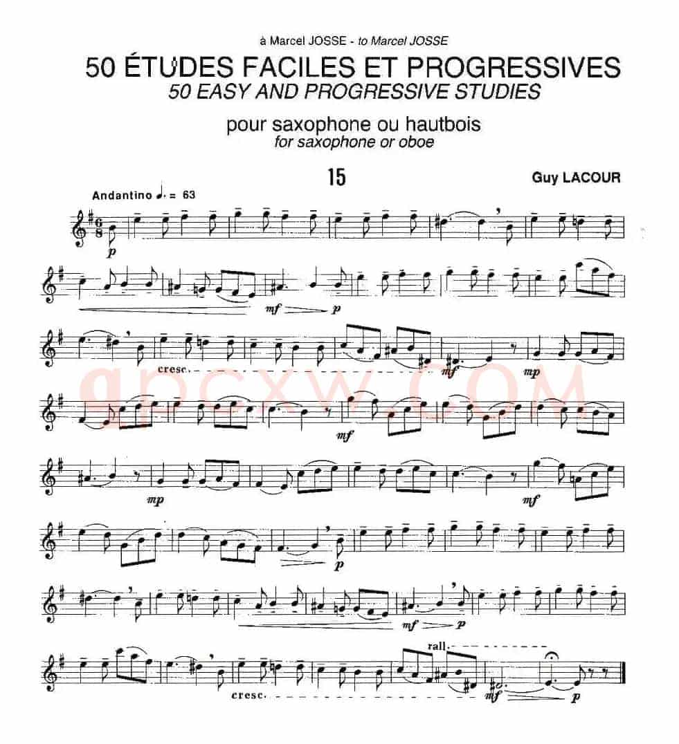 Guy Lacour 50 首萨克斯练习曲之15