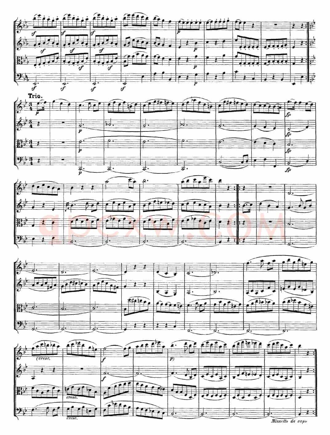 Mozart《Quartet No.16 in Eb Major,K.428》（总谱）