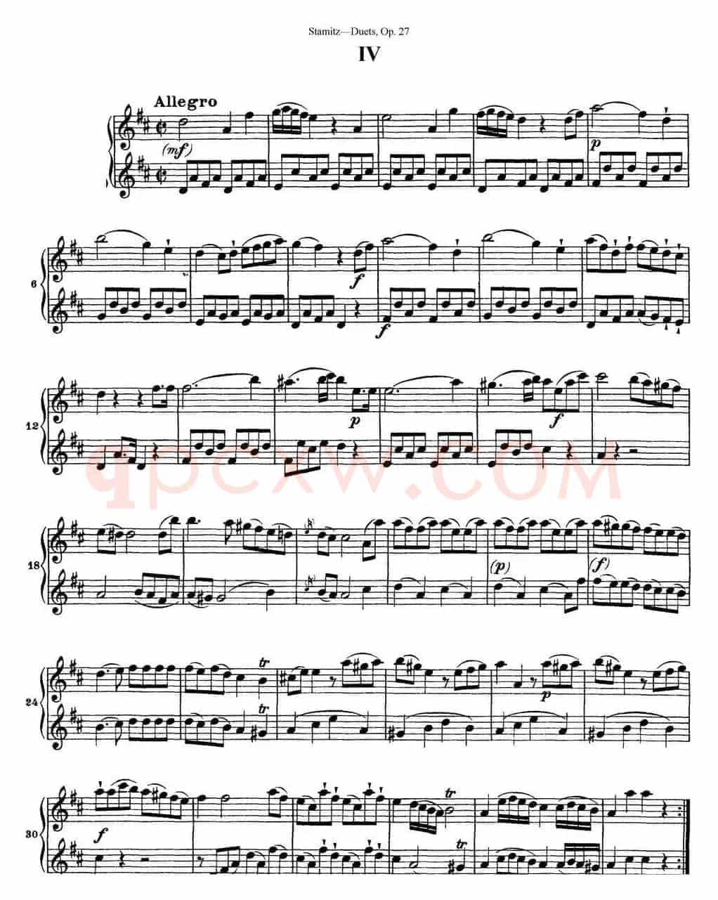斯塔米茨二重奏长笛练习曲Op.27（No.4）