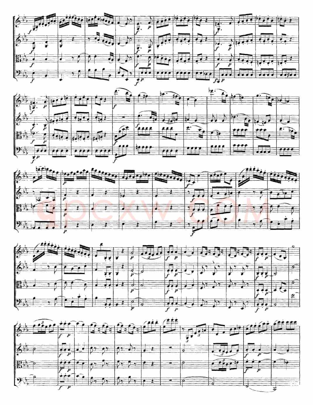Mozart《Quartet No.16 in Eb Major,K.428》（总谱）