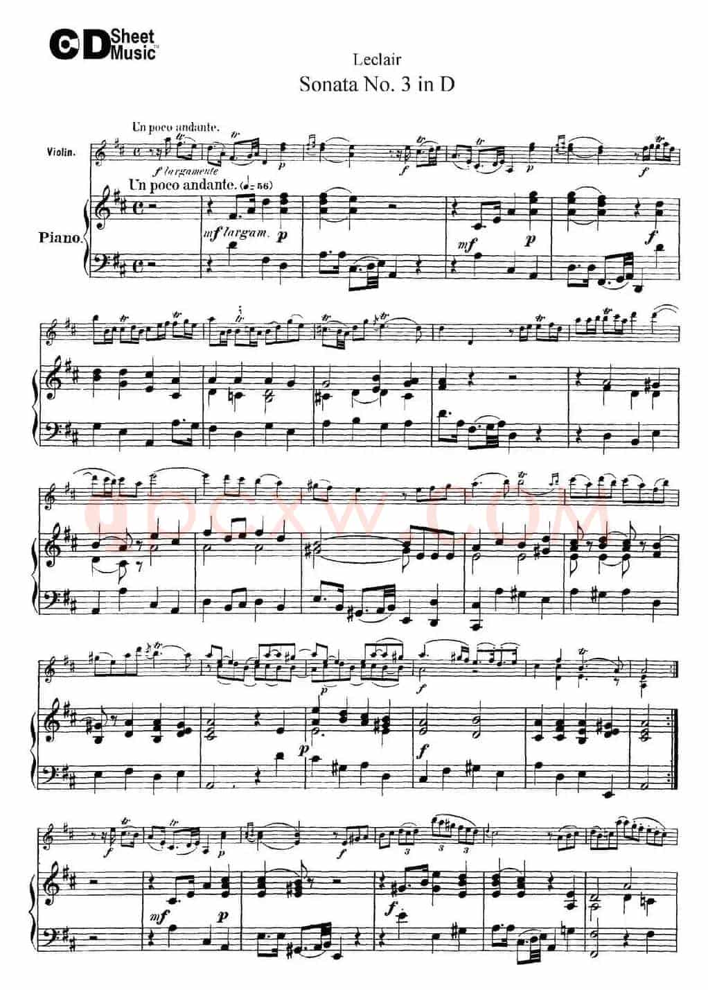 Violin Sonata No.3 In D Major（小提琴+钢琴伴奏）