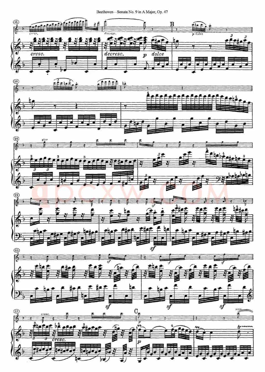 Violin Sonata No.9 in A Major Op.47（小提琴+钢琴伴奏）