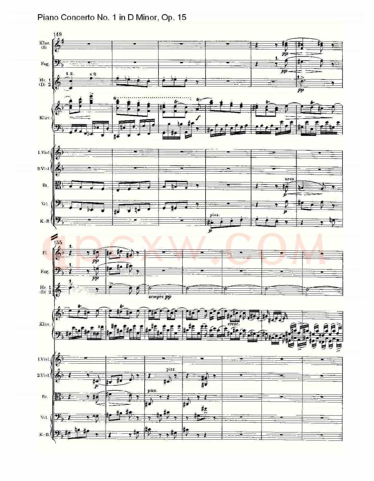 D小调钢琴第一协奏曲, Op.15第三乐章(一)
