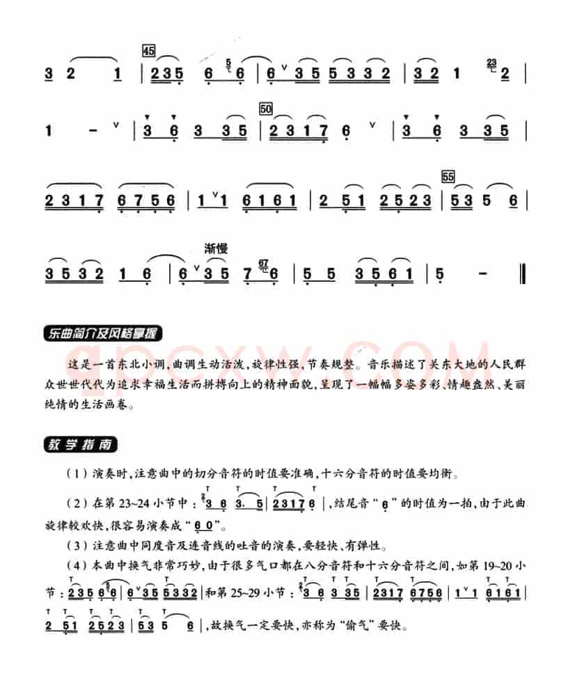 葫芦丝教学曲集：五更调