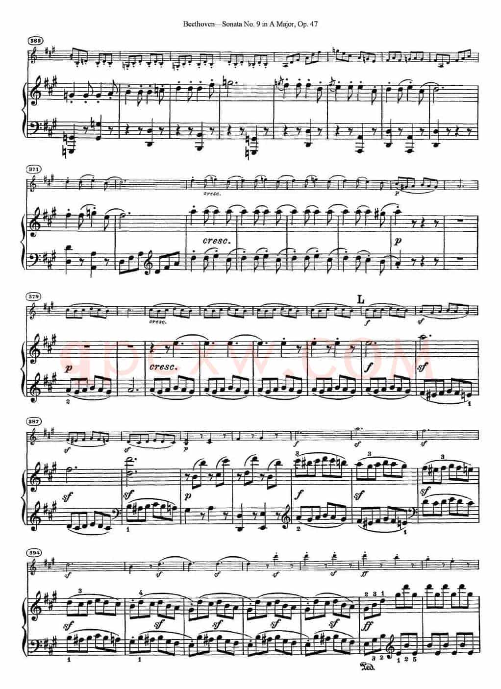 Violin Sonata No.9 in A Major Op.47（小提琴+钢琴伴奏）
