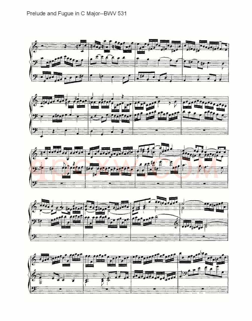 Prelude and Fugue in C Major--BWV 531 (管风琴谱)