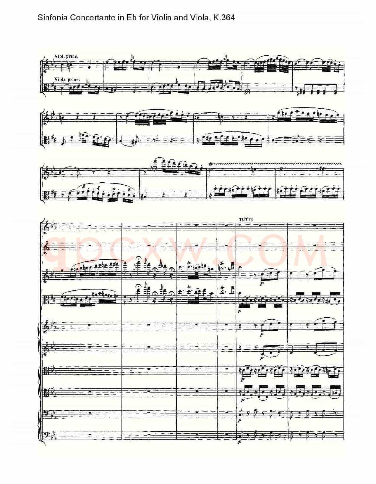 Eb调小提琴与中提琴炫技序曲, K.364(二)