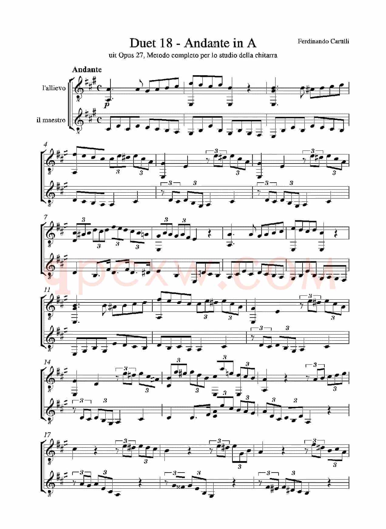 Metodo Completo Op.27-3（古典吉他二重奏练习·18）